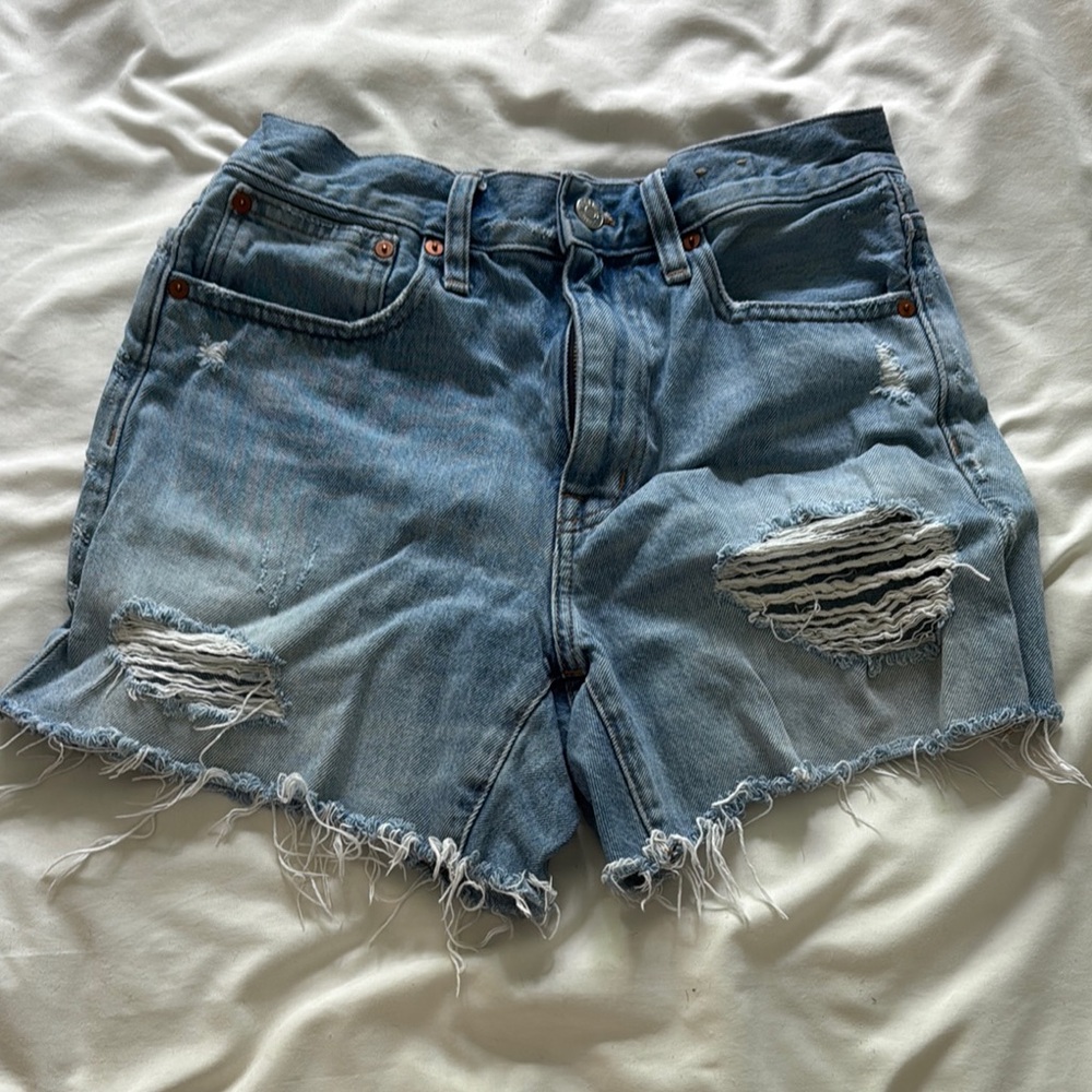 Madewell Blue Jean Shorts Distressed High-Waisted